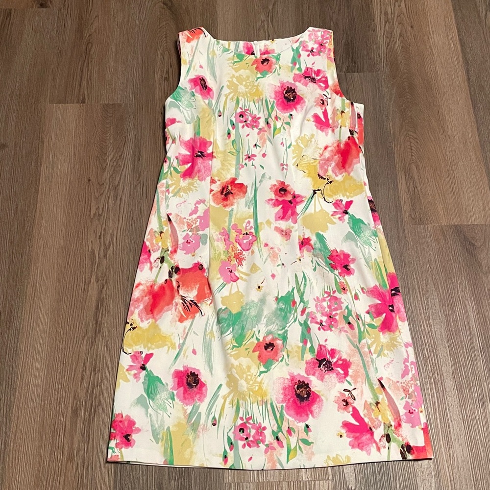 Dress Barn Womens Multicolored Floral Print Pencil Sleeveless Dress Size 12